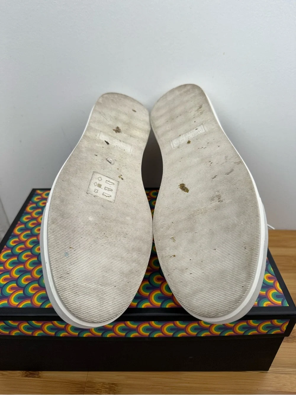 Kurt Geiger London Mens Laney Sneakers White Leather Low Top Suede Heel 43.5/10